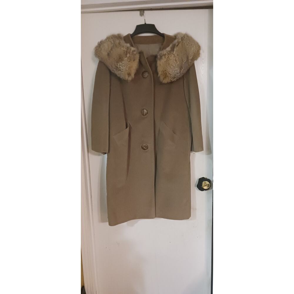 Vintage Juli de Roma weather coat, fur collar, heeksuede